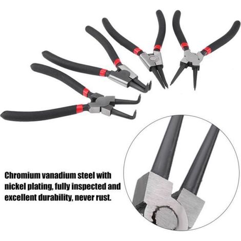 Jeu de 4 pinces circlips 7inch - - Poignées antidérapantes - Sac de rangement inclus (1/4)