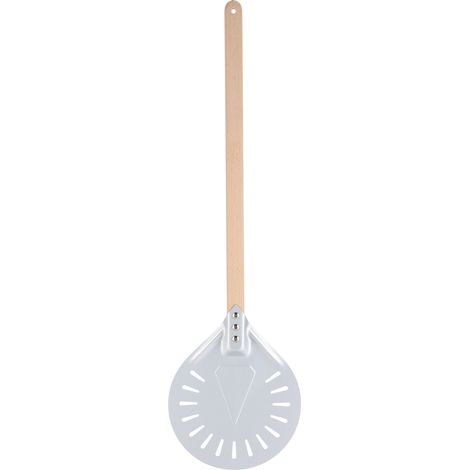 Pelle à pizza avec manche en bois amovible de 60 cm, spatule ronde antidérapante pour pizza, ustensile de cuisine (23 cm) (1/5)