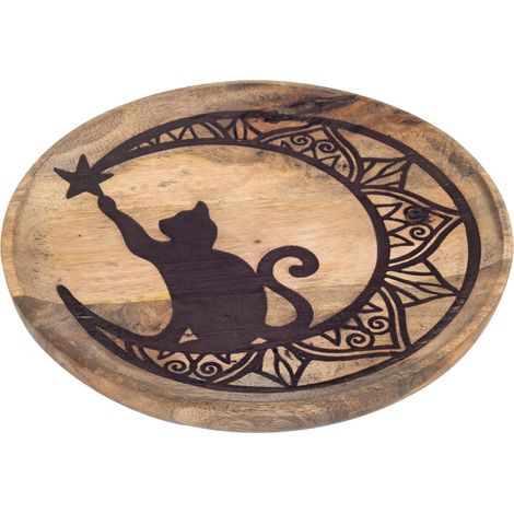 Vassoio decorativo in legno per gatti, design etnico, ideale per arredare la casa e come regalo originale