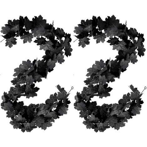 Pair Lot de 2 guirlandes de Feuilles d'érable artificielles, Couronne de Feuilles d'érable d'automne de 180 cm,décoration d'automne,Décoration d'intérieur pour Halloween, Thanksgiving, Mariage (1/5)