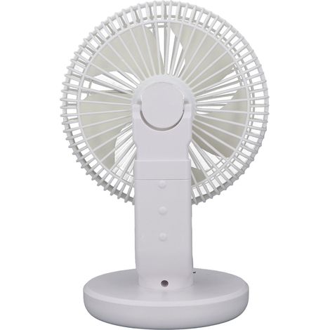 Kleiner Tischventilator mit USB-Ladefunktion, einstellbarer Windgeschwindigkeit, 30°-Drehung, leise, 1200-mAh-Akku – ideal für Studenten (1/5)