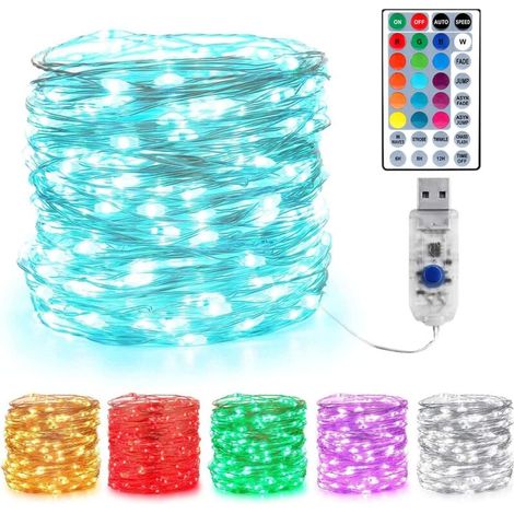 Guirlande Lumineuse Couleur, BrizLabs 10m 100 LED USB 16 Multicolore Changeantes Guirlande Lumineuse Intérieur Guirlandes d'argent Télécommande pour chambre Extérieur Noël Soirée Jardin (1/5)