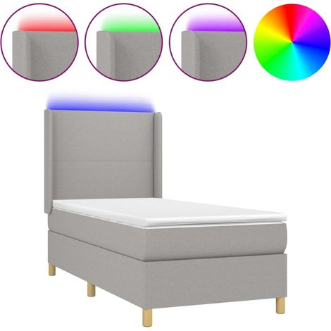 Maison Exclusive - Boxspringbett mit Matratze & LED Hellgrau 90x2