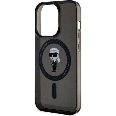 Coque rigide noire IML Ikonik MagSafe pour iPhone 15 Pro 6,1" de Karl Lagerfeld (KLHMP15LHFCKNOK). (1/5)