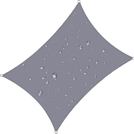Pare-soleil gris 3 x 2 m - Protection solaire extérieure imperméable - avec 4 cordons de serrage - Protection solaire pour jardin - Auvent gris pour piscine et camping (1/5)