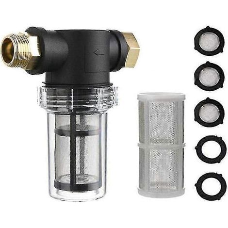Préfiltre pour nettoyeur haute pression, filtre pour robinet d'eau avec filtre de 100 mesh et filtre de 40 mesh, 2 joints, 3 bouchons de filtre (1/5)