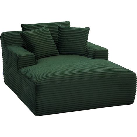 Chaise longue in velluto a coste larghe verde - DONILIA (1/4)