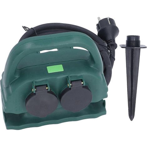 Gartensteckdose 16A 3680W 4-fach, IP44 wasserdicht, mit Griff und Erdspieß