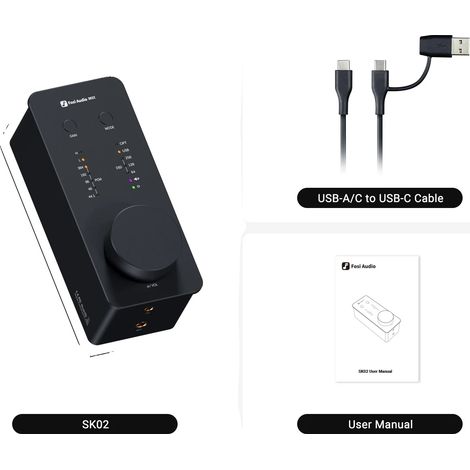 Amplificatore DAC per cuffie, supporta DSD256, ingressi USB e ottico, SK02 (1/2)