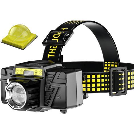 Lampe Frontale LED Rechargeable, phare à induction p50 Torche Frontale avec ,Zoom téléobjectif avec lumière rouge， Lampe Frontale Étanche pour Chasse, Pêche, Camping (pile non incluse)