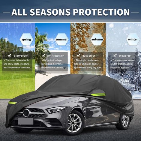 A Car Cover for A-Klasse W177 2018-2024 210D-Pu Exterior Full Car Cover All Seasons Windproof Sun Protection Zip Driver Door (1/5)