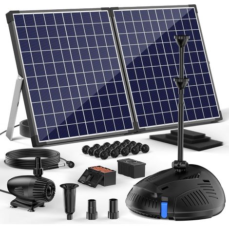 12W Filtre de Bassin Solaire avec 4 Buses, Pompe Solaire Bassin avec Système de Filtration Bio pour Étang jusqu'à 800L, Fontaine Solaire Extérieure pour Jardin et Balcon, Décoration Écologique (1/5)