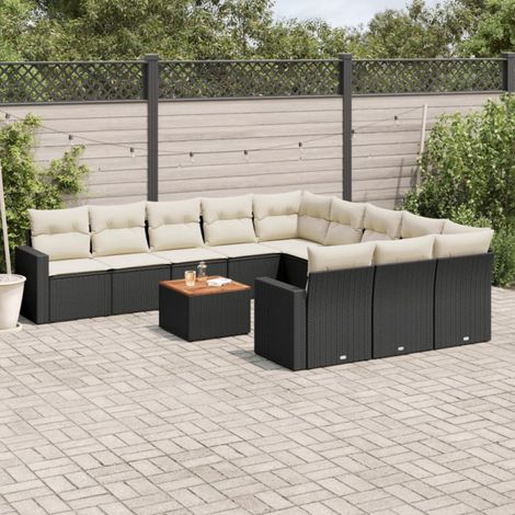 Salon de jardin 12 pcs avec coussins noir résine tressée vidaXL (1/4)