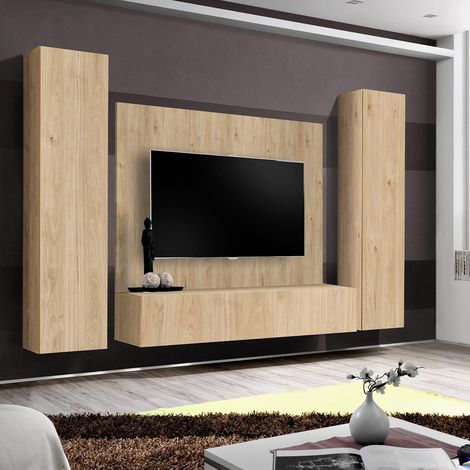 Ensemble Meuble TV Mural "Fly AP1" 260cm Naturel