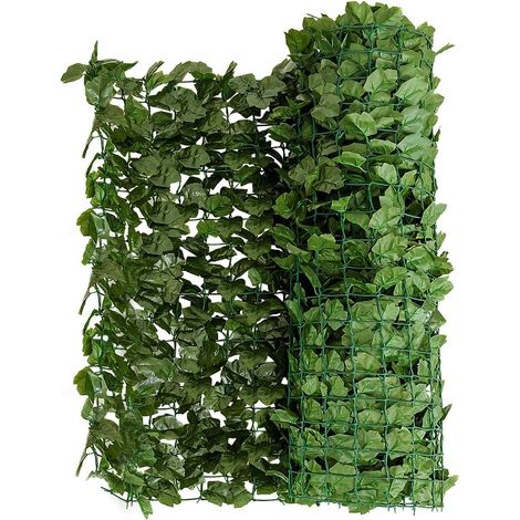 GOPLUS Siepe Artificiale, Foglie di Edera, Rivestimento Decorativo in Rotolo per Recinzioni di Balcone o Giardino, Pianta Artificiale Ideale per Interno ed Esterno, Verde (150 x 300 cm)