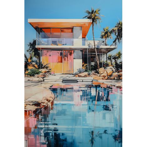 Tableau sur toile maison contemporaine 30x45 cm - Impression sur Toile Murale Décorative - Image imprimée en HD sur Toile - Toile sur Châssis en Bois FSC - Fabriqué en France (1/5)