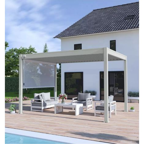 pergola bioclimatica ombréa "vs"  in alluminio grigio perla 397x303x257 cm