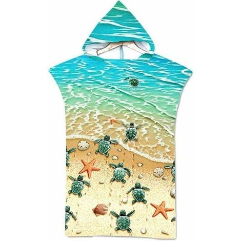 1pc Serviettes de Plage Poncho de Bain Bleu Tortue pour Adultes, XU, Grande Taille Anti-Sable Séchage Rapide Serviette Sport, 75 cm x 110 cm - KZQ