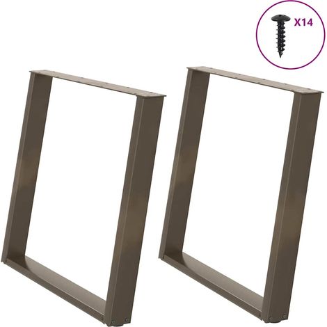 Esstischbeine U-Form 2 Stk. Naturstahl 90x(72-73) cm Stahl