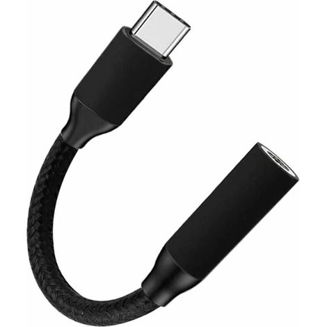 Adaptateur USB C vers Jack 3.5mm, Adaptateur Jack USB Type C Audio DAC Hi-res Chipset Compatible avec P40/P30/P20 Pro/Mate10/20 Pro, S20/S20Ultra/Note10 +/A80, Pixel 4XL, Oneplus7 - Noir (1/5)
