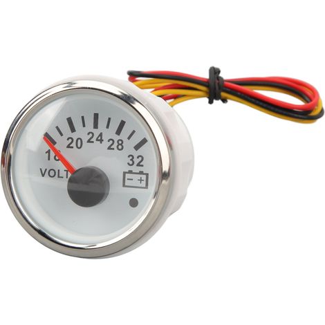 Voltmètre 52 mm, 18-32 V, cadran blanc, aiguille argentée, universel, pour camping-car et bateau, 9-32 V CC-AquaForge (1/5)