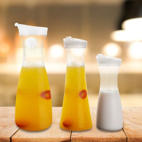 Bouteille de jus transparente en acrylique de 600 ml, pichet à eau glacée avec couvercle, pour bar et usage domestique. (1/5)