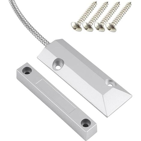 Home Security Contact de Porte roulante Filaire 0-100 V/0,5A Interrupteur à Lames magnétique avec 2 Fils pour, Aimant Proche - Circuit de Connexion,Aimant Eloigné - Circuit de Coupure, OC-55 (1/5)