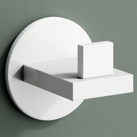 Mai & Mai Kleiderhaken 1 Stück Wandgarderobe Wandhaken aus Edelstahl Garderobenleiste Garderobenhaken 6cm Matt weiß Stalo-08
