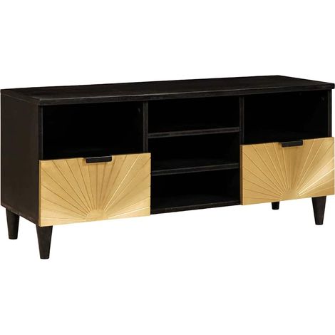 Mobile porta TV moderno con contenitore 100 x 33 x 46 cm design contemporaneo in legno nero 020057762