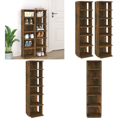Schuhregale 2 Stk. Räuchereiche 27,5x27x102 cm Holzwerkstoff - Schuhregal - Schuhschrank - Regal - Holzwerkstoffmöbel - Wohnzimmer Dekoration - Home & Living (1/5)