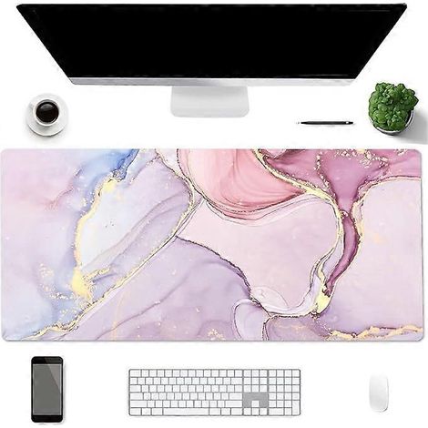 Tapis de bureau AiPsekocy en cuir PU double face, 60 x 30 x 0,2 cm, imperméable - Motif marbre rose (1/5)
