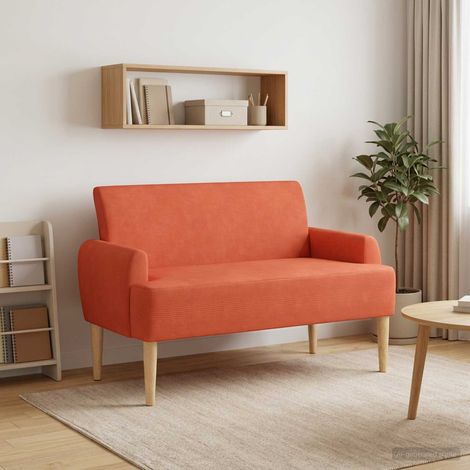 vidaXL Canapé love seat avec capitonnage en boutons Rouge orange (1/5)