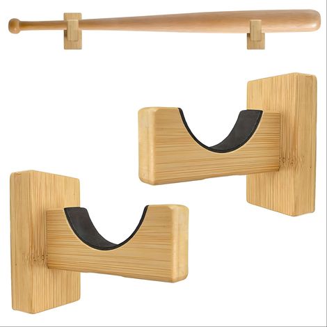 Vitrine pour batte de baseball, support mural horizontal en bois massif, présentoir collection pour batte baseball et softball fixation murale (1/5)