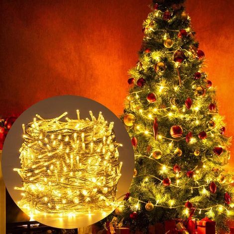 100M Lichterkette 600 LEDs Warmweißes Licht, 8 Beleuchtungsmodi/Niedrigspannung/IP44, Weihnachten Neujahr Hochzeit Deko Lichterkette Weihnachtsbaum Deko Lichter Terrasse Pergola Zuhause [Energieklasse (1/5)