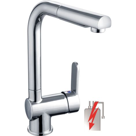SCHÜTTE London 79719-Rubinetto da Cucina a Bassa Pressione con doccetta Estraibile, per Caldaia/sottotavolo, orientabile a 360 Gradi, Cromato, Ottone, Cromo, 29,8cm (1/5)