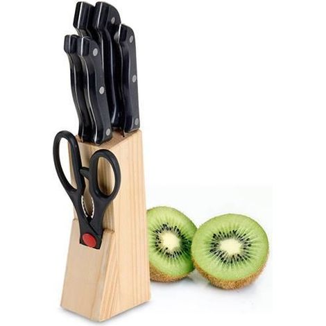 Jeu de Couteaux avec Support en Bois (6 pièces)