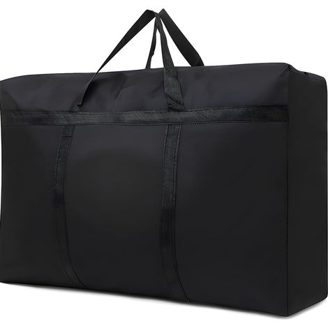 Grand Sac de Rangement Noir, Sac de Rangement Pliable Sapin Sacs Demenagement avec Poignées et Éclair, Sacs de Rangement Imperméable pour Vêtements
