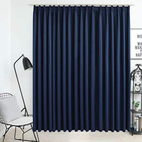 Vidaxl – Rideau occultant bleu 290x245 cm – Polyester haute qualité – Crochets métalliques pour installation facile – Intimité totale