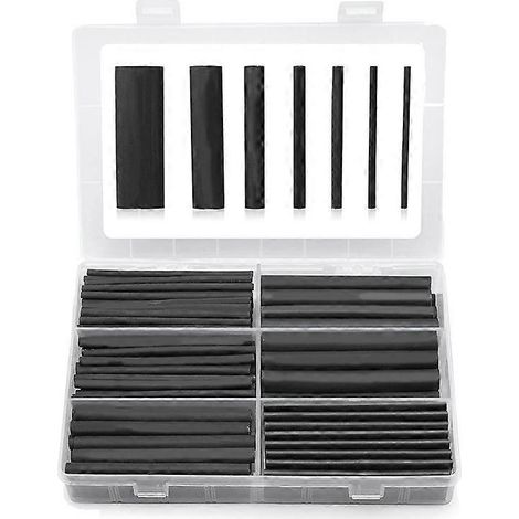 Heat shrink tubing kit with a shrinkage ratio of 3:1, including adhesive, marine-grade heat shrink film and industrial-grade heat shrink tubing.