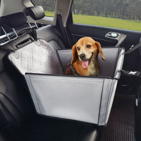 VEVOR Siege deauto pour chiens petits moyens grands 18 kg, siege rehausseur impermeable pour chien, avec cadre de support, laisse de securite a clipser, lit de voiture pour animal de compagnie, gris