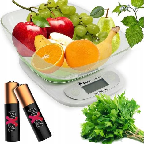 Bilancia elettronica di precisione da cucina con ciotola 7 kg / 1 g LCD + batterie tara