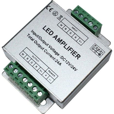 Amplificateur de signal RGBW 5 broches 12-24 V 576 W Boîtier compact Pour rubans LED (1/3)
