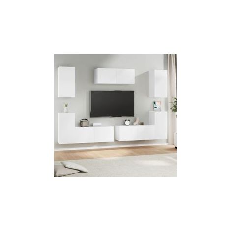 Ensemble de meubles TV 7 pcs Blanc Bois d'ingénierie (1/5)