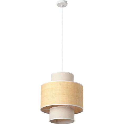 OSRAM Suspension cylindrique  DECOR Wrap E27 Beige diamètre 350mm, raphia et bast avec lampe suspendue en lin