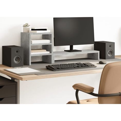 Monitorständer mit Schreibtisch-Organizer Betongrau