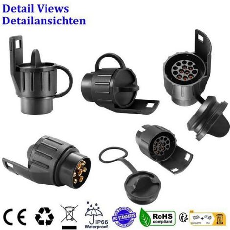 Adaptateur Prise Remorque - 7 Broches vers 13 Broches - 12 V - Pour Attelage Voiture Porte-Vélo Caravane - 1 Pièce (1/5)