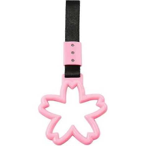 Anneau de signalisation arrière en forme de sakura, anneau de poignée de métro, anneau décoratif, accessoires de décoration de voiture, noir et rose (1 pièce) (1/3)
