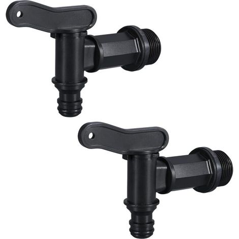Robinet Cuve 1000l Plastique 3/4'' pour Recuperateur Eau de Pluie, Adaptateur de Boîte de Rangement d'eau IBC avec Joint Contre-Ecrou et Raccord de Robinet (2 Pcs) (1/5)