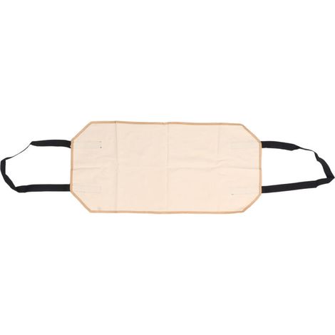 Grand sac à bûches en toile beige, résistant à l'usure, pour cheminée d'intérieur. (1/5)