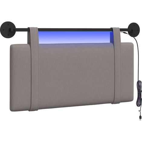 Testiera Testata del letto sospesa Con luce LED Tortora Tessuto (1/5)